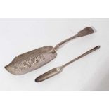 George III silver marrow scoop of conventional form with brite cut engraved decoration, (London 1790