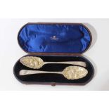 Pair of George III Old English pattern table spoons with engraved initials, later converted to 'Berr