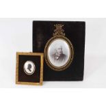 Victorian memorial portrait photograph of an Earl in black enamel and gilt metal oval mount with Ear