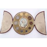 Fine Queen Victoria commemorative minature portrait and 1901 coin set in fitted box