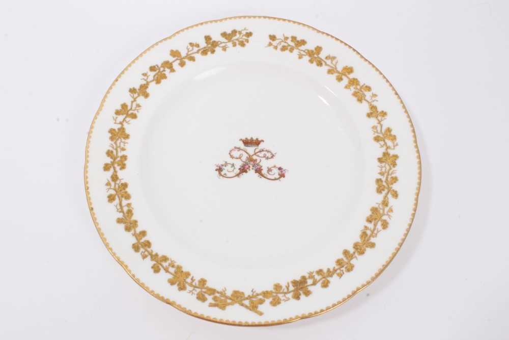 Victorian porcelain armorial dinner plate finely painted with Ducal coronet and double S monogram wi