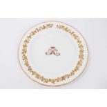 Victorian porcelain armorial dinner plate finely painted with Ducal coronet and double S monogram wi