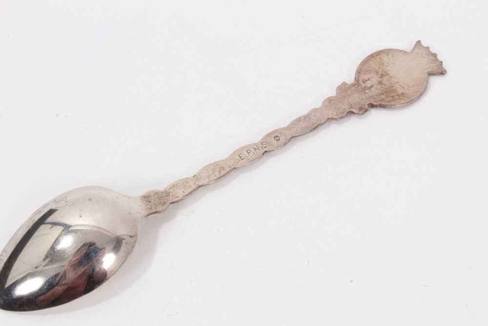 Lord Mountbattern of Burma , silver plated teaspoon with cast crowned M of B cipher within Garter co - Image 3 of 3