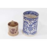 Willian IV and Queen Adelaide Royal commemorative mug and blue and white Royal Commemorative quart m