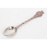 Lord Mountbattern of Burma , silver plated teaspoon with cast crowned M of B cipher within Garter co