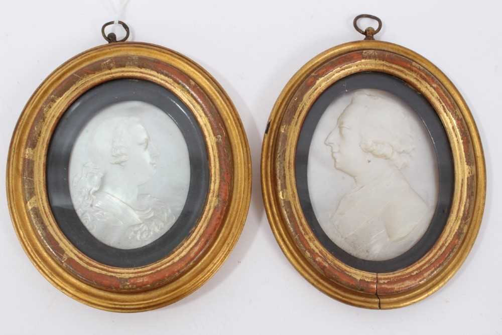 George III carved mother o pearl portrait plaques