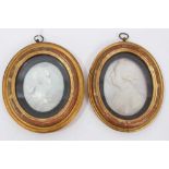 George III carved mother o pearl portrait plaques