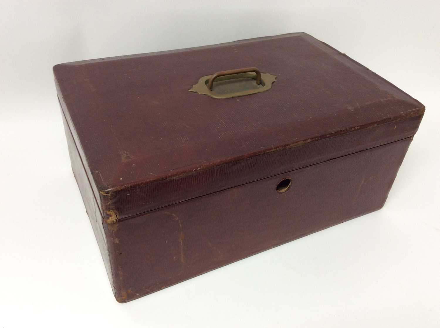 Red Moroccan Leather Despatch Box with George V cypher to interior, by John Peck & Son