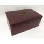 Red Moroccan Leather Despatch Box with George V cypher to interior, by John Peck & Son