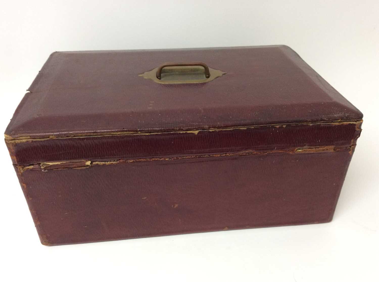 Red Moroccan Leather Despatch Box with George V cypher to interior, by John Peck & Son - Image 7 of 7