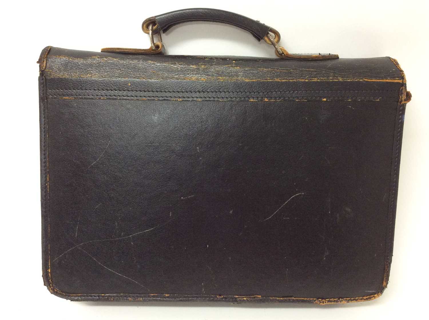 1950s/1960s Queen Elizabeth II Government black leather briefcase with gilt tooled crowned ER II roy - Image 2 of 4