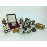 Selection of enamel trinket boxes including Limoges, Wind in the Willows characters and other animal