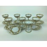 Eight Limoges Tiffany porcelain goblets and saucers