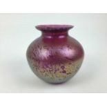 Royal Brierley red and gold iridescent studio glass vase, 17cm high