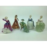 Five Royal Doulton figures - Clarissa HN2345, Julia HN2705, Melissa HN2467, Alison HN2336 and Ascot