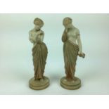 Pair of Royal Worcester Blush ivory semi clad female figures