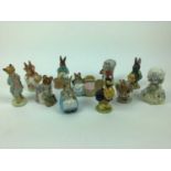 Eleven Beatrix Potter figures - Little Black Rabbit, Mrs Rabbit and Bunnies, Foxy Whiskered Gentlema