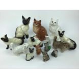 Fourteen Beswick cats