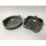 Jane Hamlyn studio pottery salt gazed two handled bow, 25cm wide and one other, 24cm