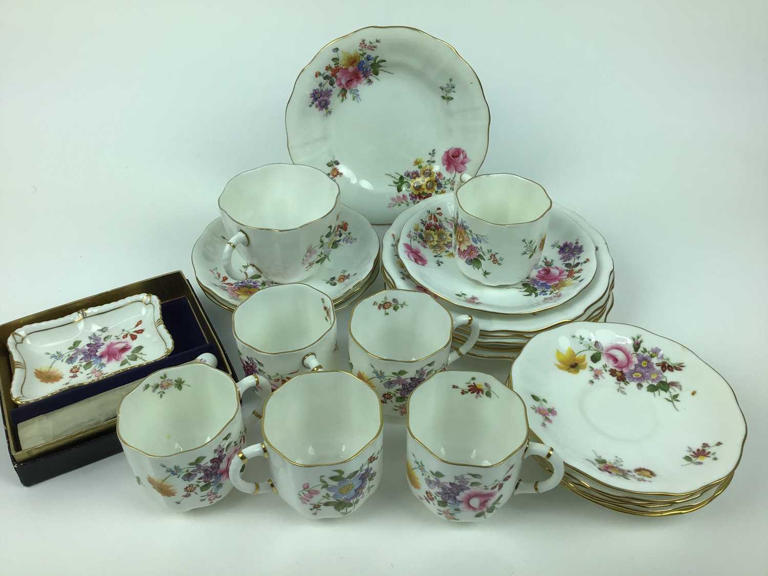 Selection of Royal Crown Derby tea ware including Derby Posies, and a table lamp with green shade - Image 2 of 2