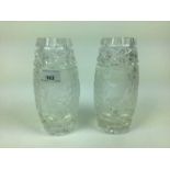 Pair of cut and etched glass Daum vases