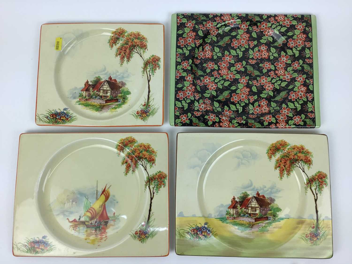 Collection of Clarice Cliff Royal Staffordshire The Biarritz rectangular plates, decorated in variou - Image 2 of 5