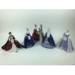 Five Coalport limited edition figures - Venetian Masked Ball no 193 of 750, Moon no 1325 of 2500, Th