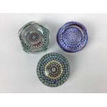 Three Whitefriars art glass paperweights with date canes for 1975, 1979 and 1985 (3)