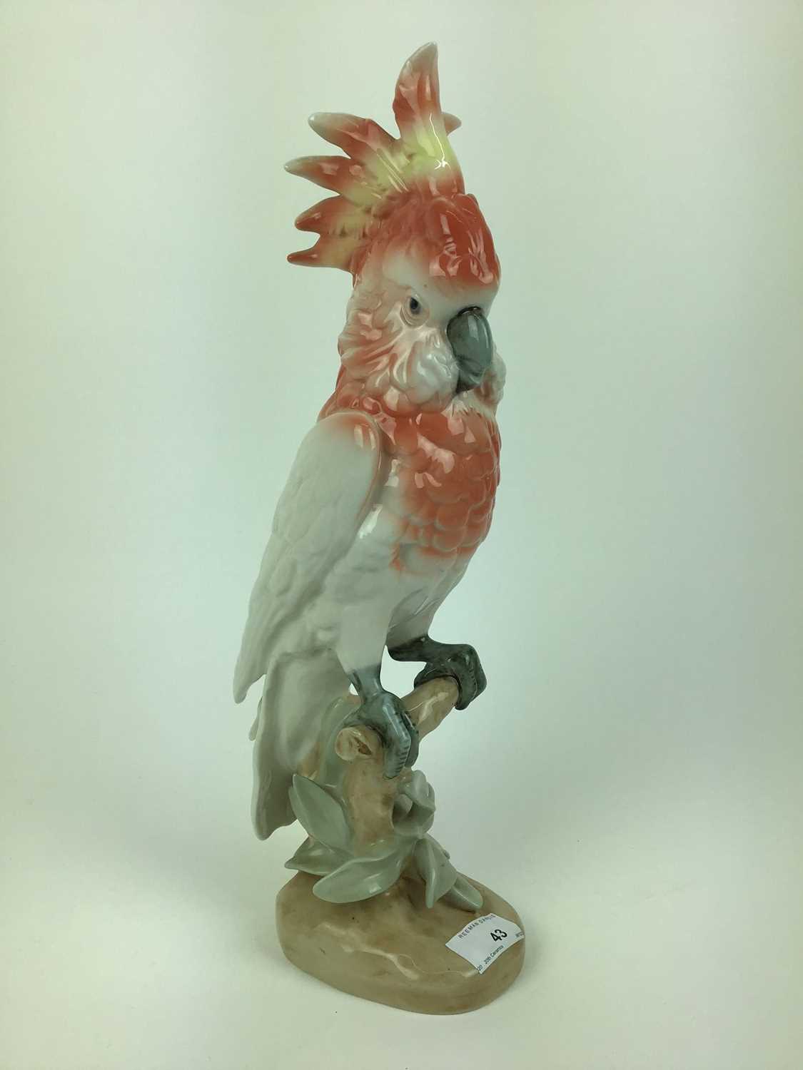 Royal Dux model of a Cockatoo, pink triangle mark to base, 41cm high