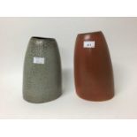 Two Jane Hamlyn studio pottery salt glazed vases - Dry Red 26.5cm high and Shiny 26cm high, both wit