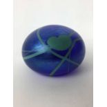 John Ditchfield Blue lustre paperweight with green Lily pads