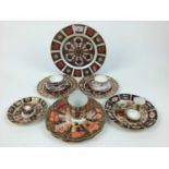 Selection of Royal Crown Derby imari including plates, cup, miniature items plus two Royal Worcester