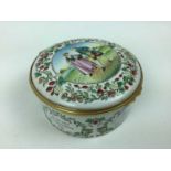 Halcyon Days enamel circular music box - Strawberry Fair, 8cm diameter