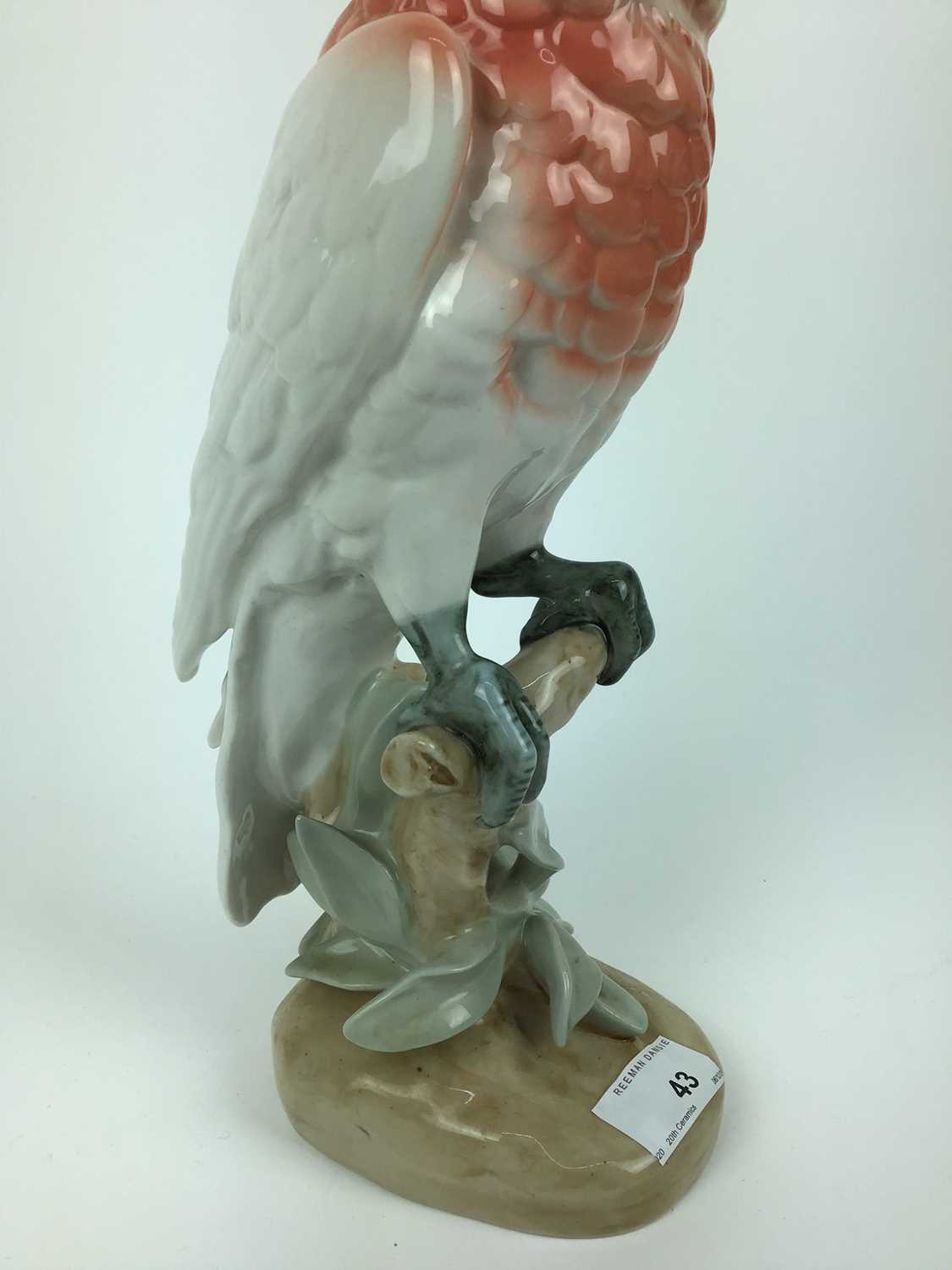 Royal Dux model of a Cockatoo, pink triangle mark to base, 41cm high - Image 3 of 5