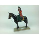 Good quality Sitzendorf figure - Queen Elizabeth II Trooping the colour on plinth base