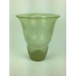 Large art glass green vase with speckled decoration