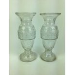Pair of good quality large Edwardian cut glass vases