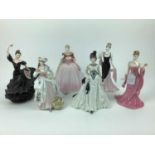 Six Coalport limited edition figures - Sara no 1232 of 7500, My Heavenly Celia no 233 of 2500, Flame