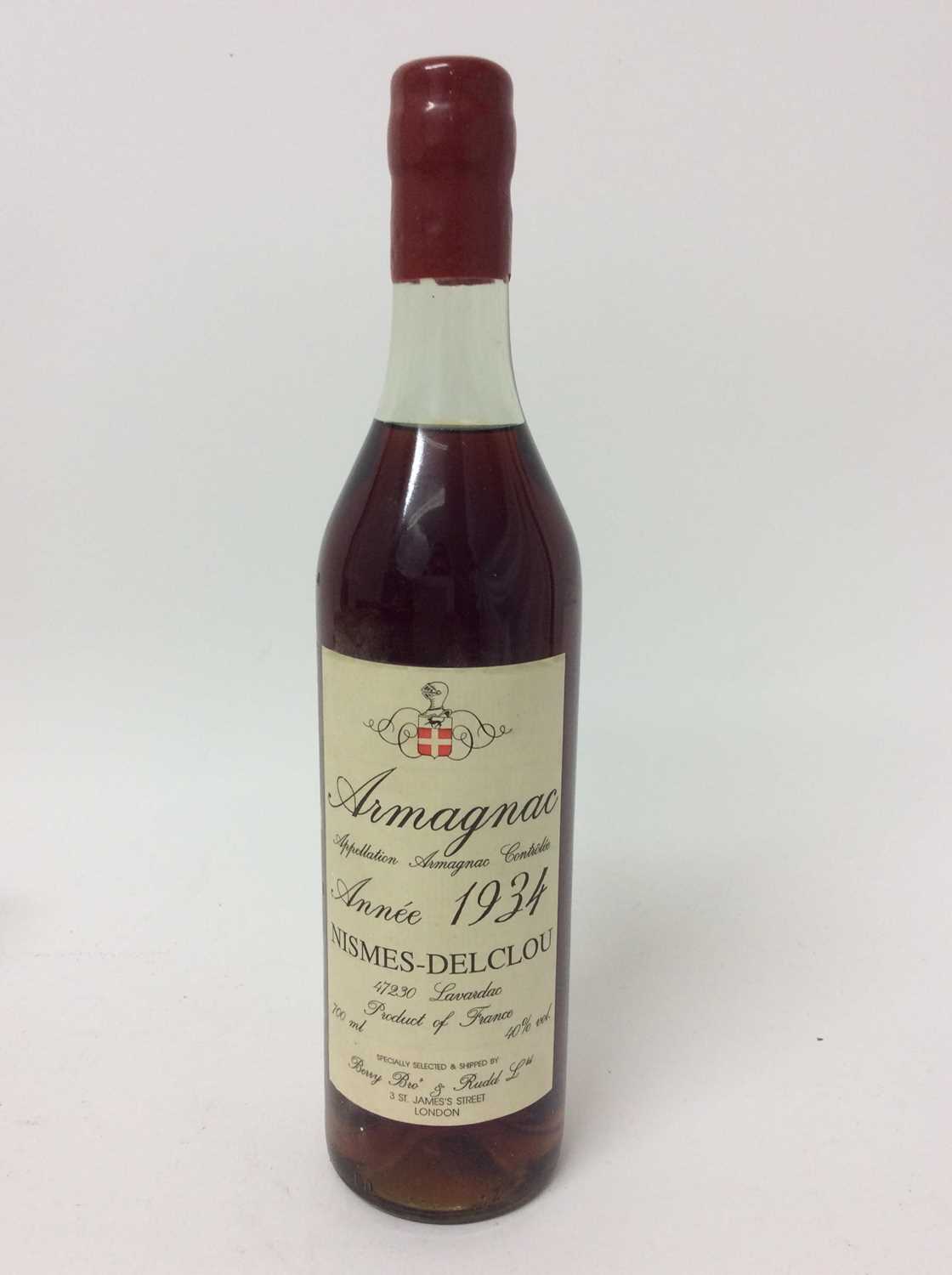 Armagnac - one bottle, J. Nismes-Delclou 1934, bottled in 1990, 700ml, 40%, in Berry Bros. wooden ca - Image 2 of 4