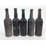 Port - five bottles, J. Stallard & Sons, Worcester, lacking labels, undated but appear early 20th ce