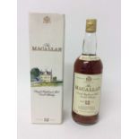 Whisky - one bottle, The Macallan 12 Years Old, 1980s, 43%, 1 litre, in original card box