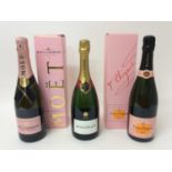 Champagne - three bottles, Bollinger, Moët & Chandon Rose