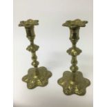 Good pair of George II brass candlesticks