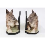 Pair 1930s Goldscheider porcelain Scottie dog bookends 14 cm long