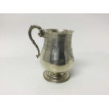 Vicrotian Exeter silver baluster christening mug with engraved and beaded borders, on pedestal foot,