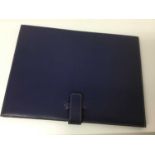 Hermes Paris , 1960s vintage blue leather slip case with top flap and finely stitched sides, marked