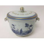 An Italian Richard Ginori ice pail and cover in the 18th century style, decorated in blue with figur