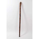 Japanese carved bamboo cane