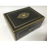 Early Victorian brass mounted coromandel work box