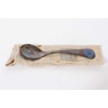 Contemporary Danish silver and enamel 'year spoon' by Georg Jensen, marked 1972 in orginal branded p